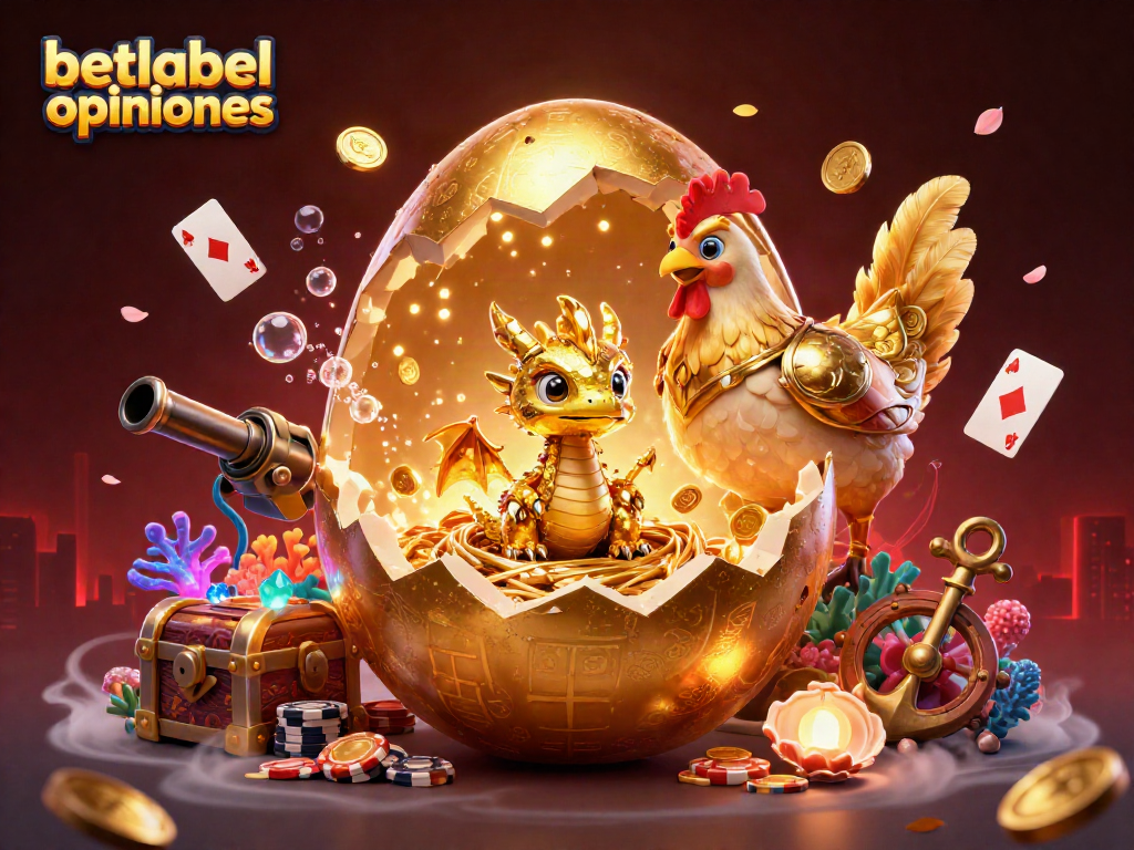 Experience betlabel opiniones through this vibrant 3D illustration of a golden dragon and poker chips.